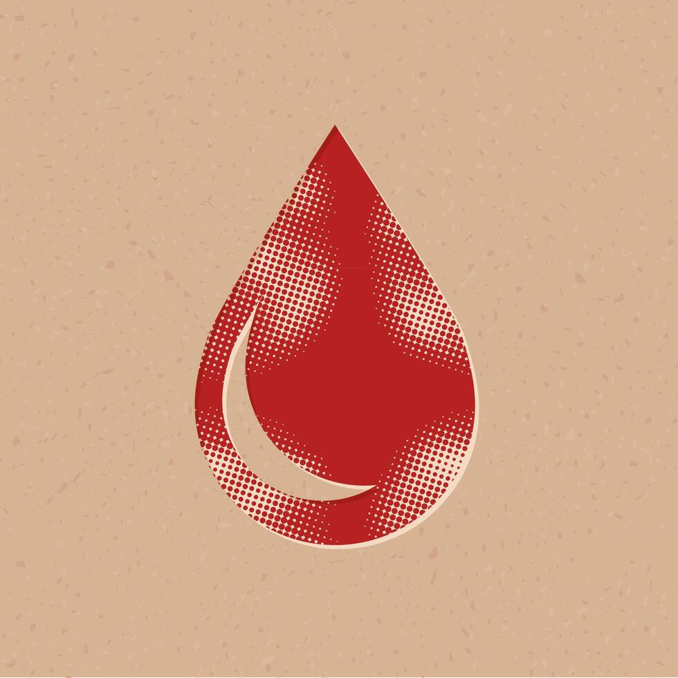 Water drop halftone style icon with grunge background vector illustration