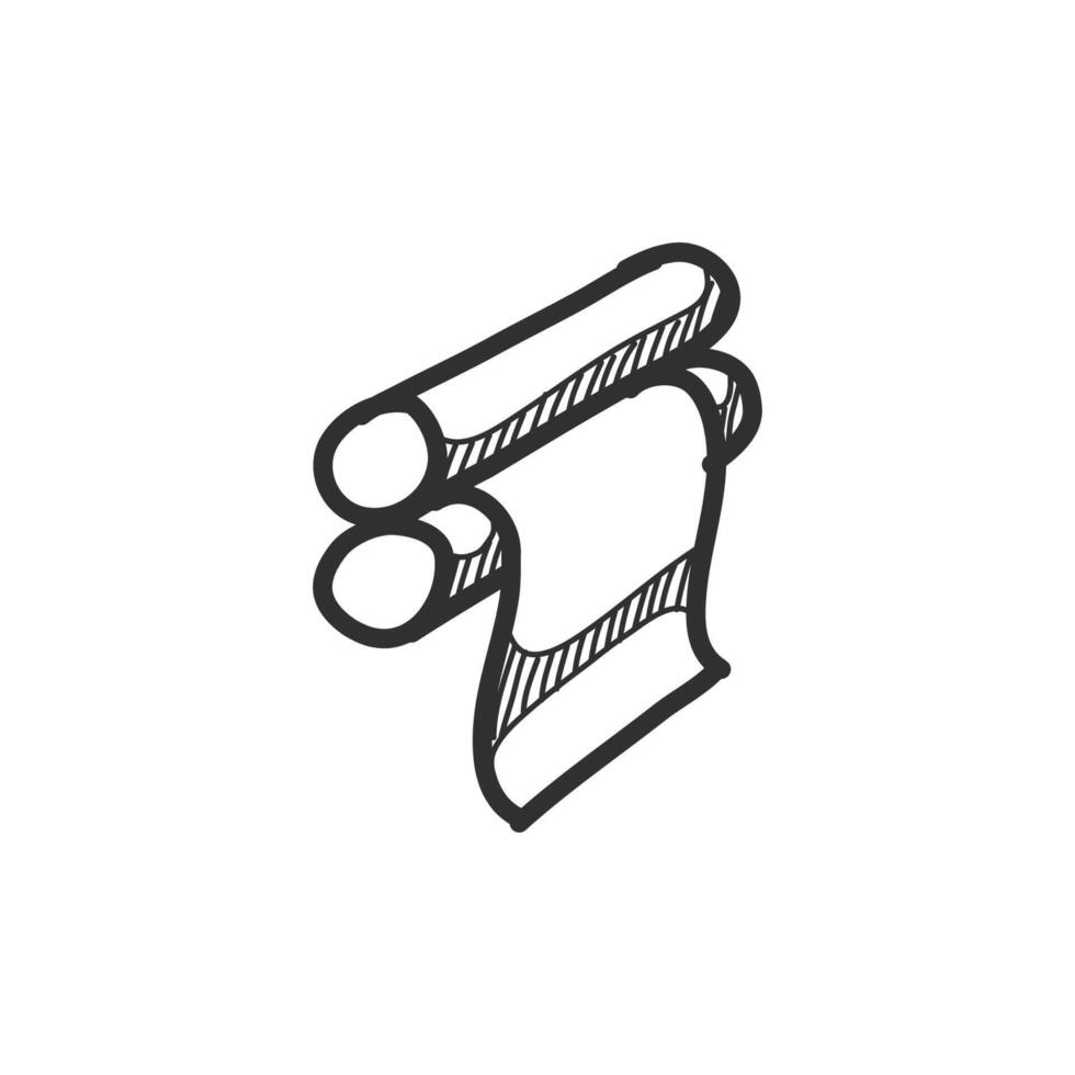 Printing roller icon in hand drawn doodle vector