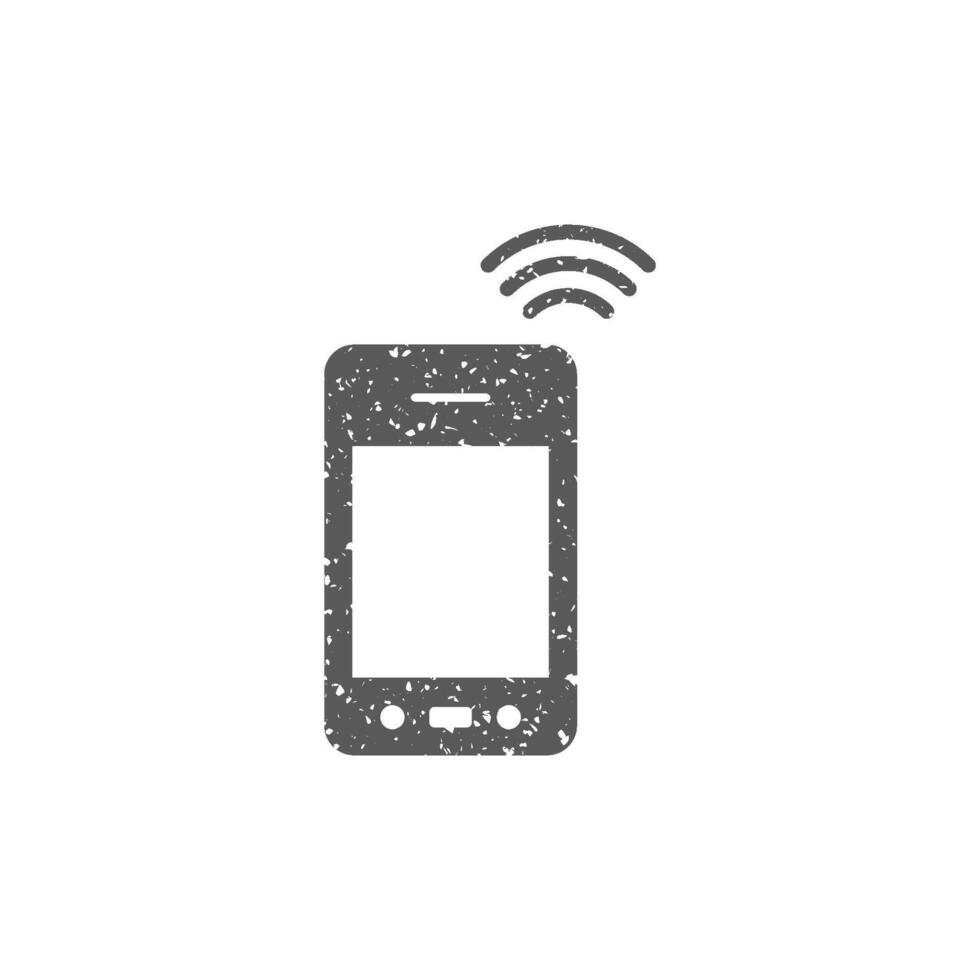 Smart phone icon in grunge texture vector illustration