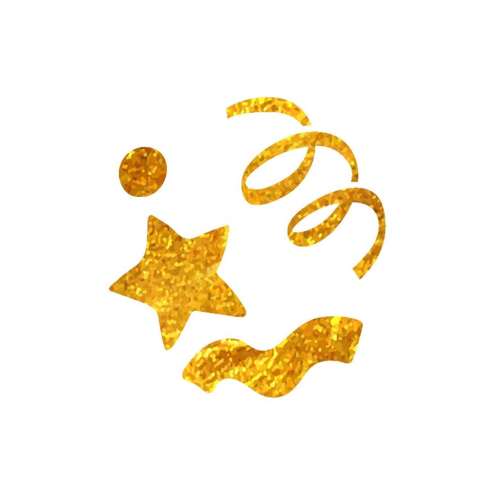 Hand drawn Confetti icon in gold foil texture vector illustration