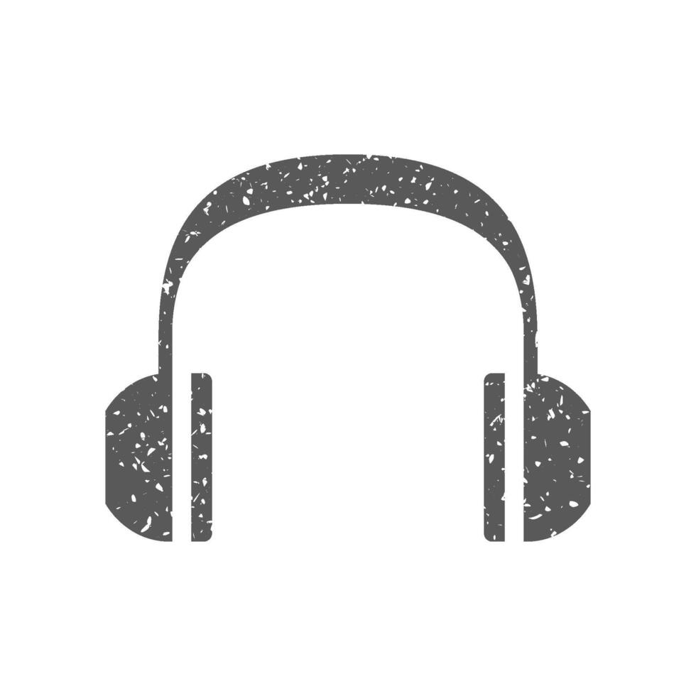 auriculares audio icono en grunge textura vector ilustración