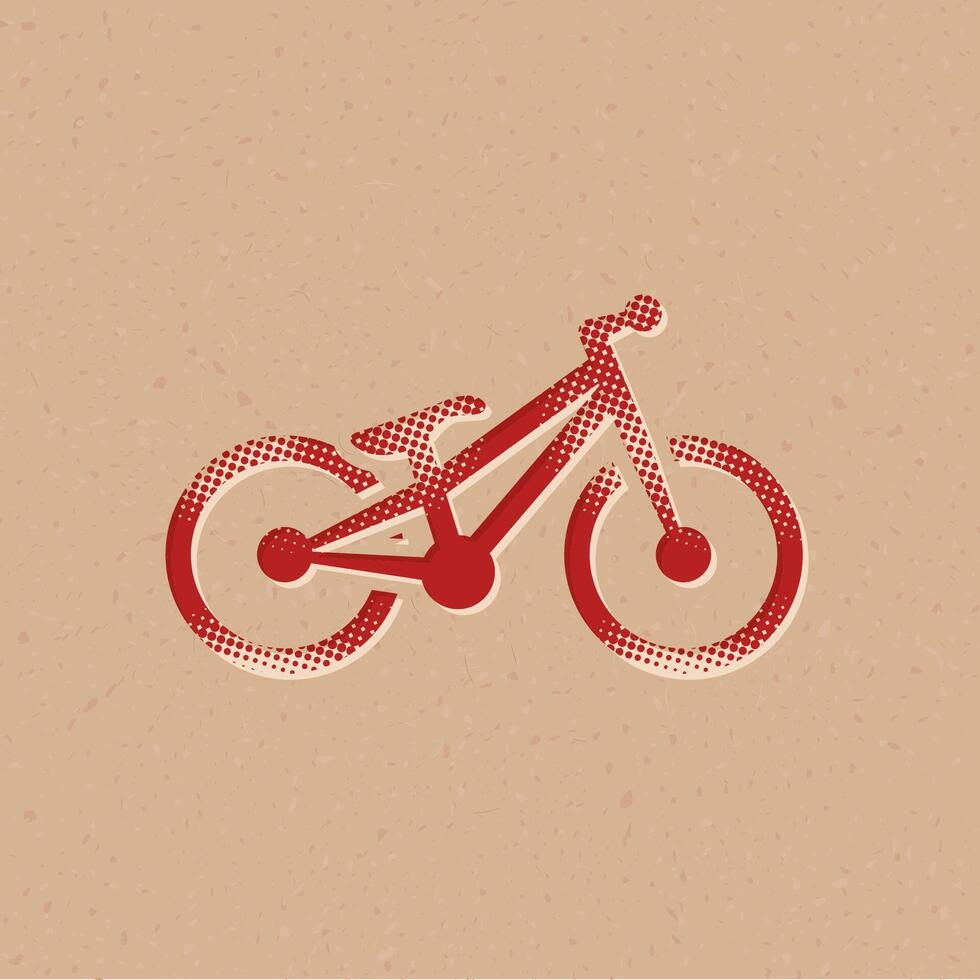 Trial bicycle halftone style icon with grunge background vector illustration