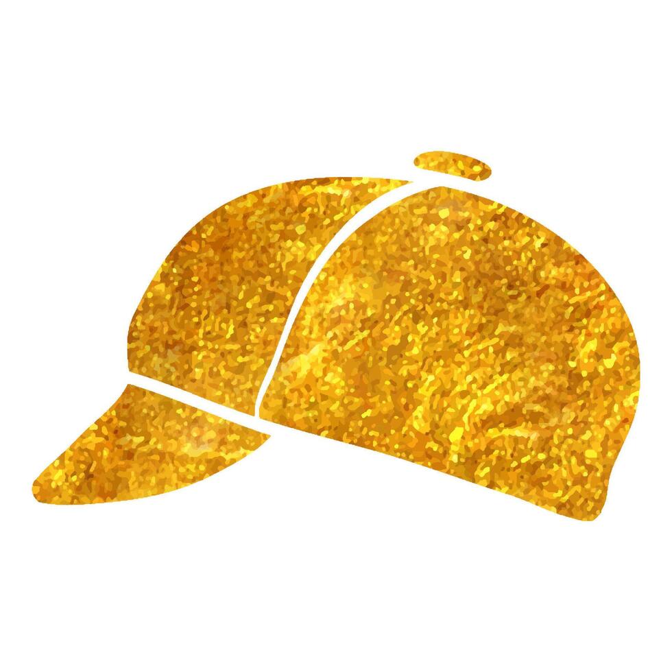 Hand drawn Cycling hat icon in gold foil texture vector illustration