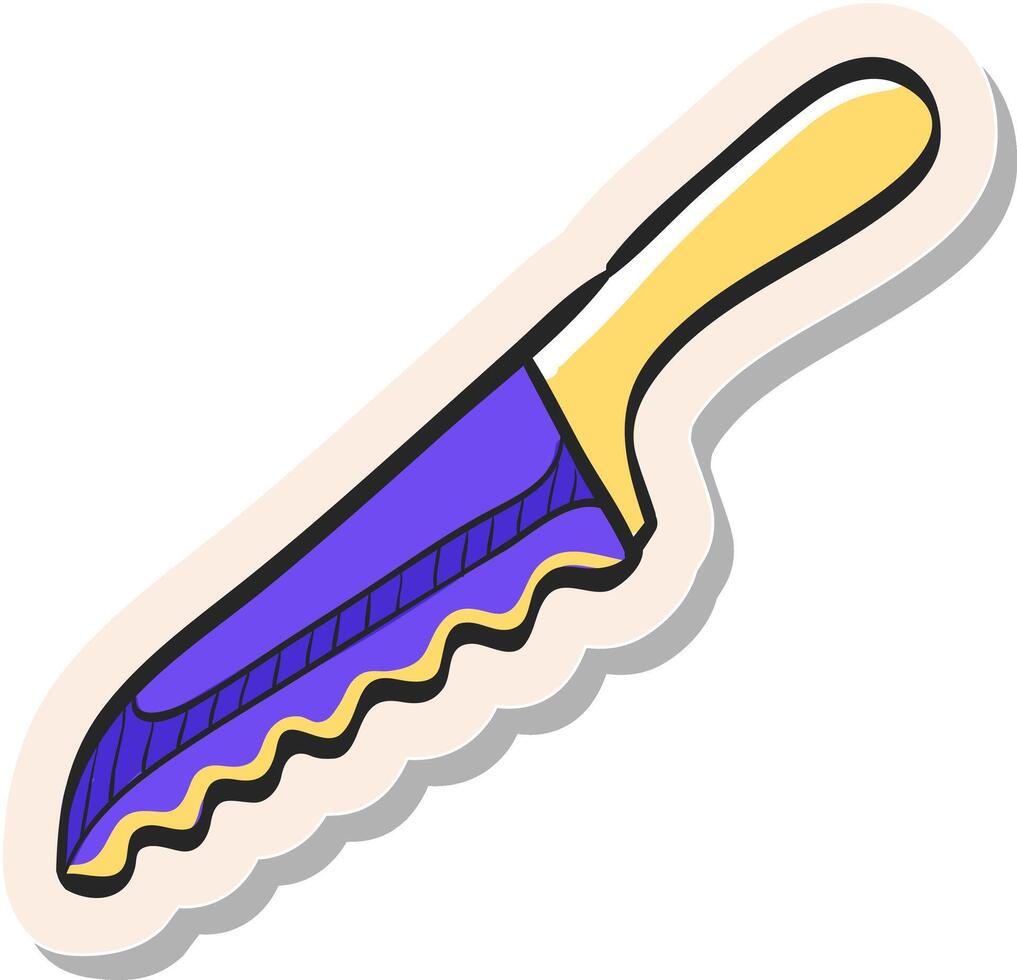 Hand drawn Bread knife icon in sticker style vector illustration