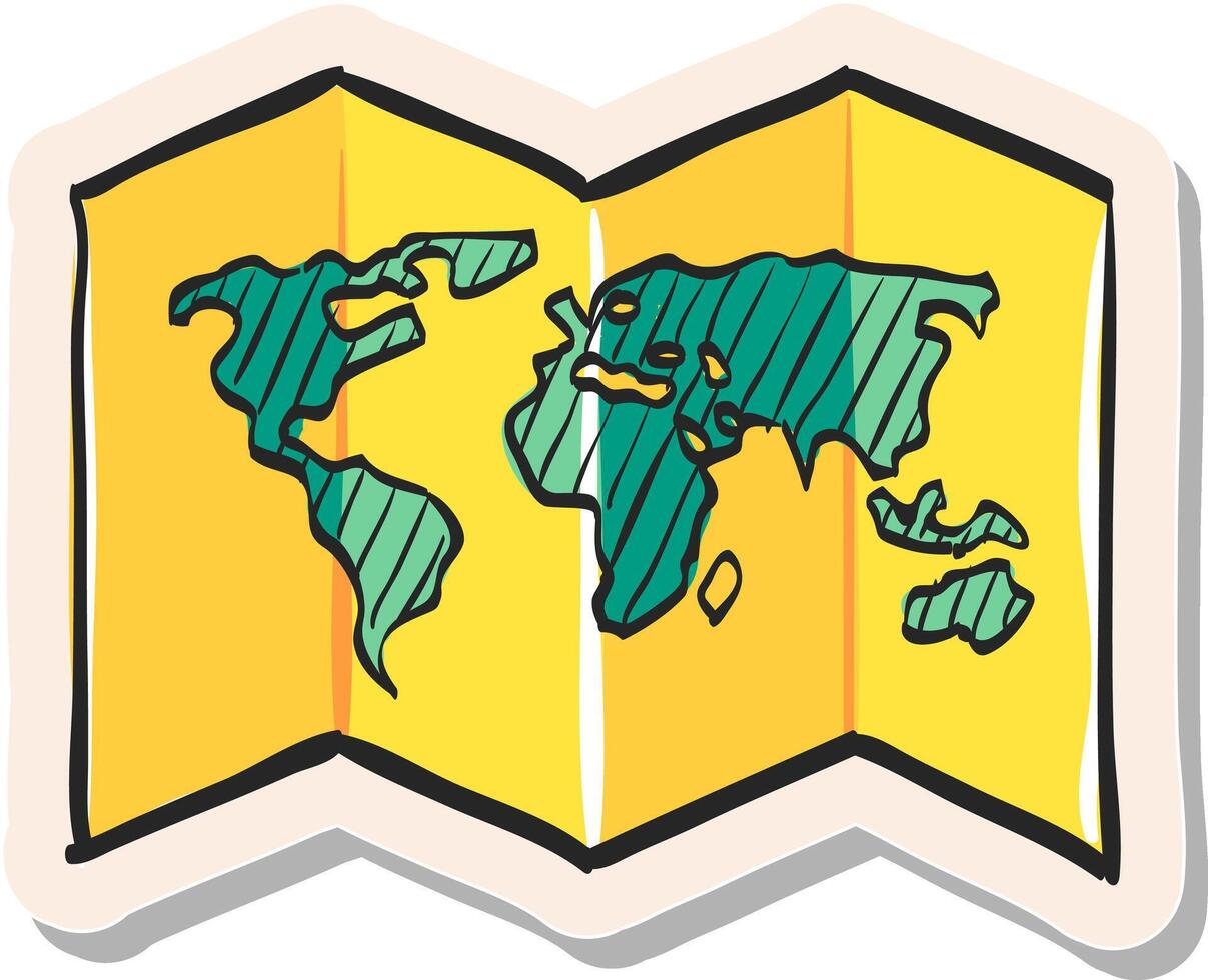 Hand drawn sticker style icon Map vector