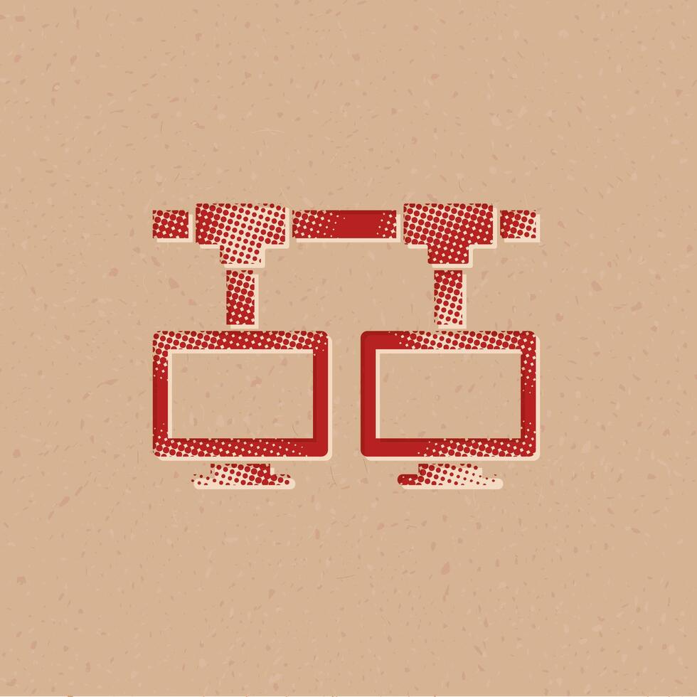 Local area network halftone style icon with grunge background vector illustration