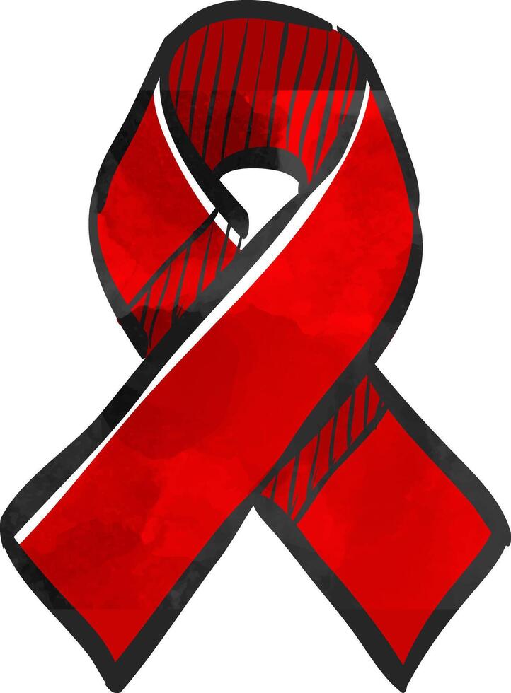 Awareness band icon in color drawing. Aids HIV breast cancer healthcare medical vector