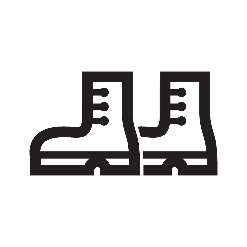 Boot icon in thick outline style. Black and white monochrome vector illustration.