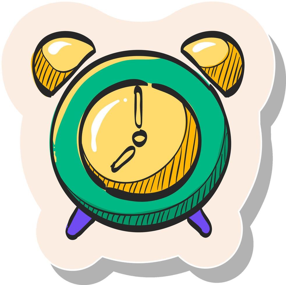 clock icon hand drawn sticker style vector