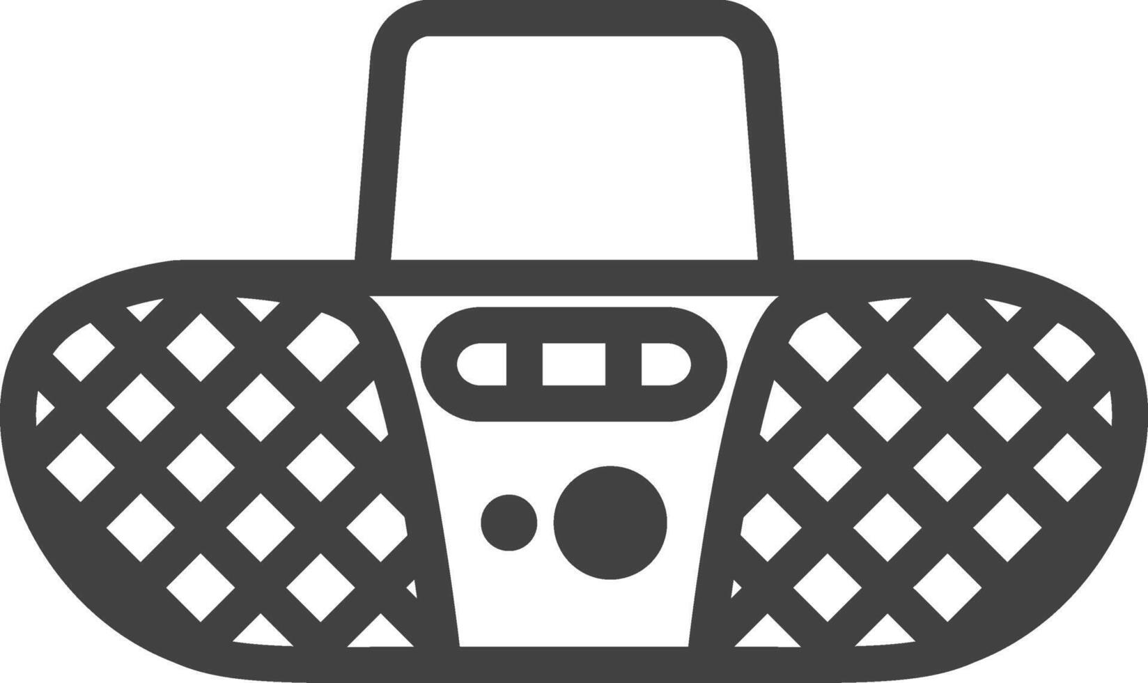 Tape cassette icon in thick outline style. Black and white monochrome vector illustration.