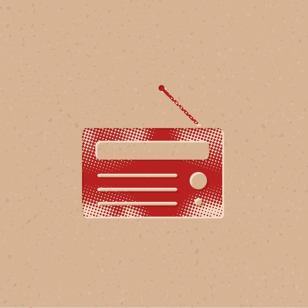 radio trama de semitonos estilo icono con grunge antecedentes vector ilustración