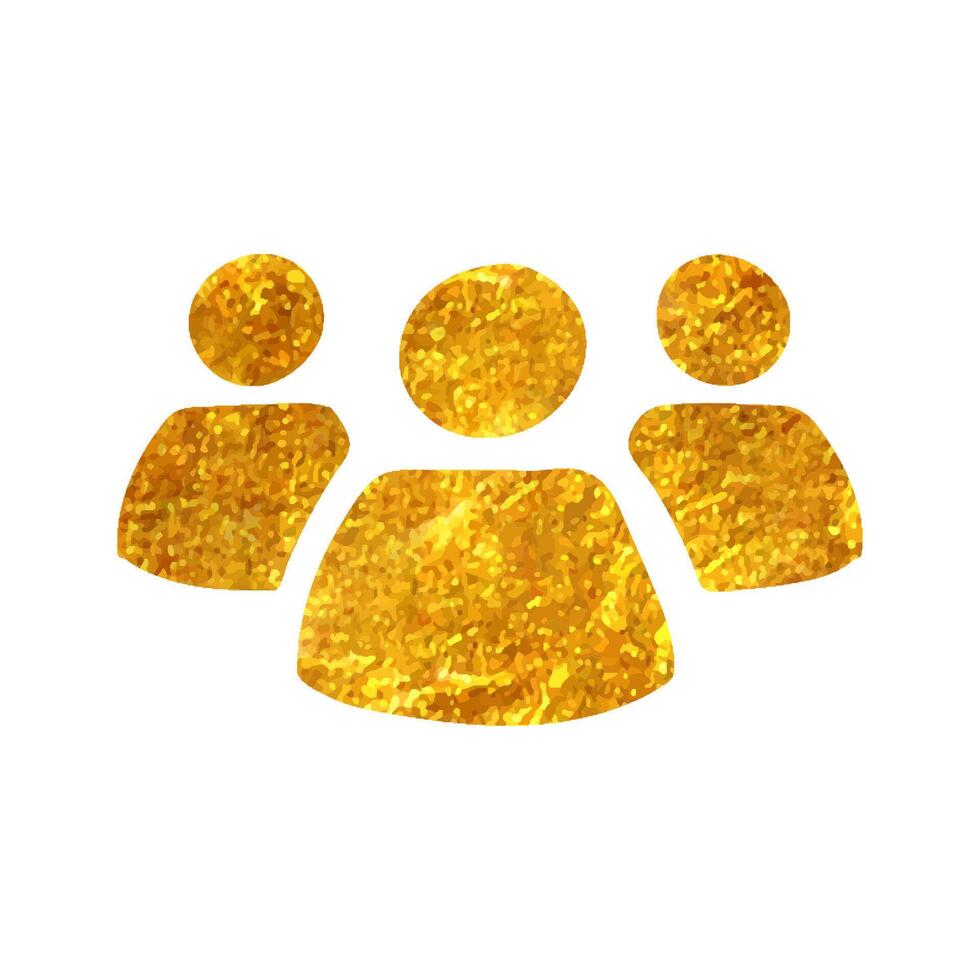 Hand drawn Teamwork icon in gold foil texture vector illustration