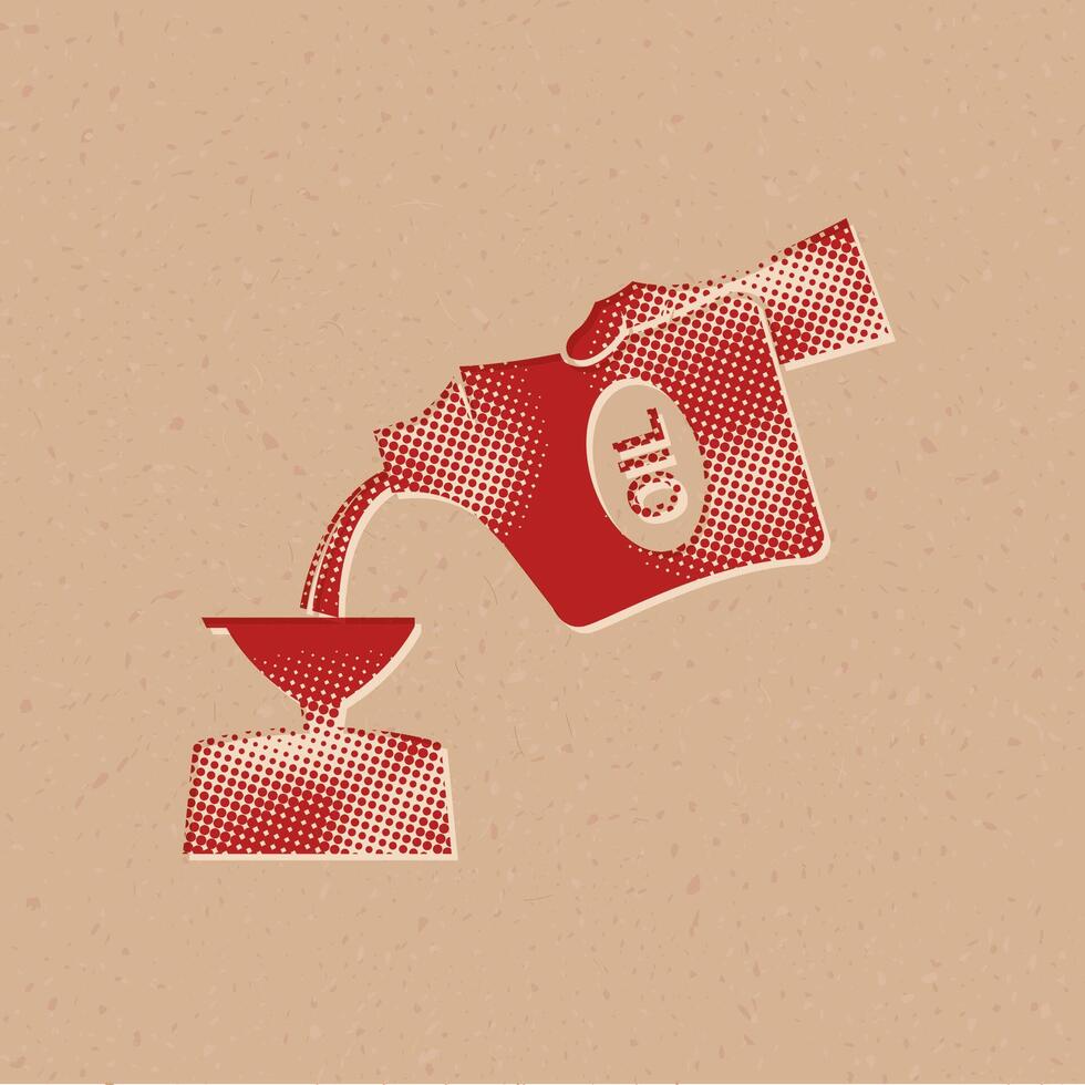 Oil topping icons halftone style automotive with grunge background vector illustration