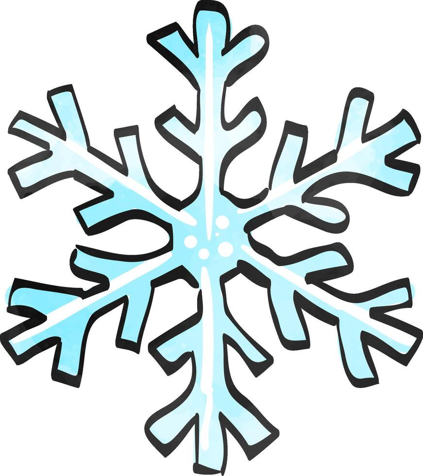 Snowflake icon in watercolor style. vector