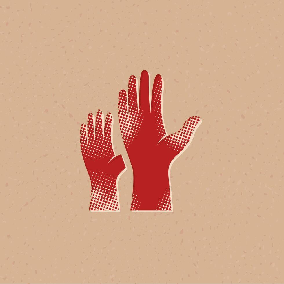 Hands halftone style icon with grunge background vector illustration