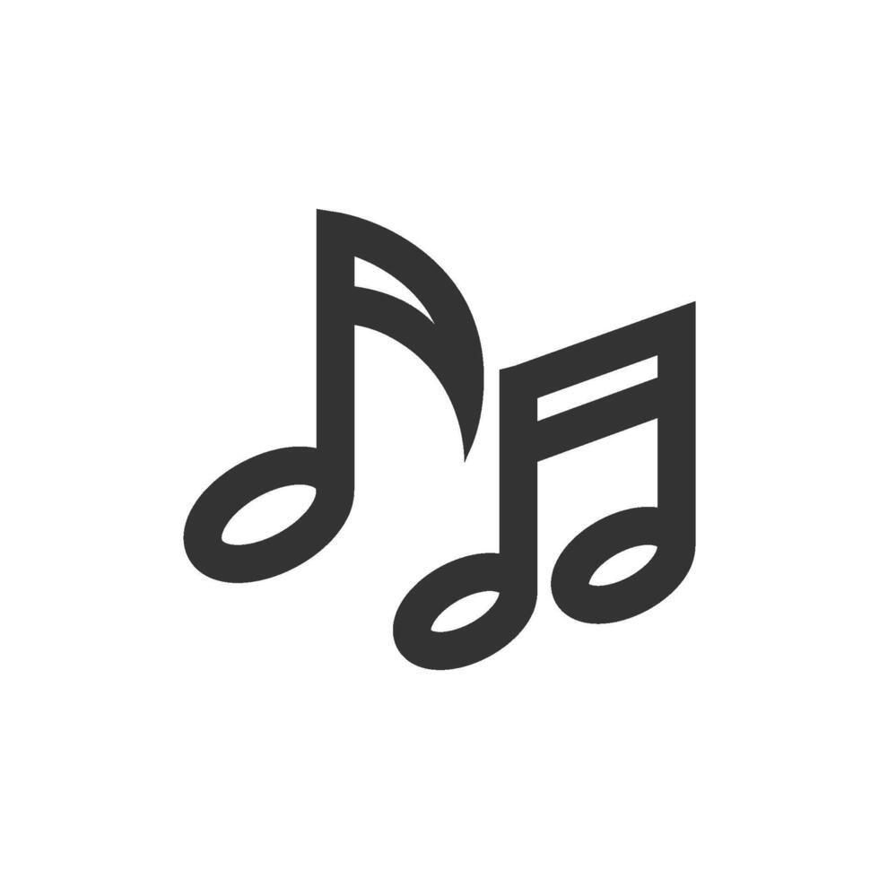 música notas icono en grueso contorno estilo. negro y blanco monocromo vector ilustración.