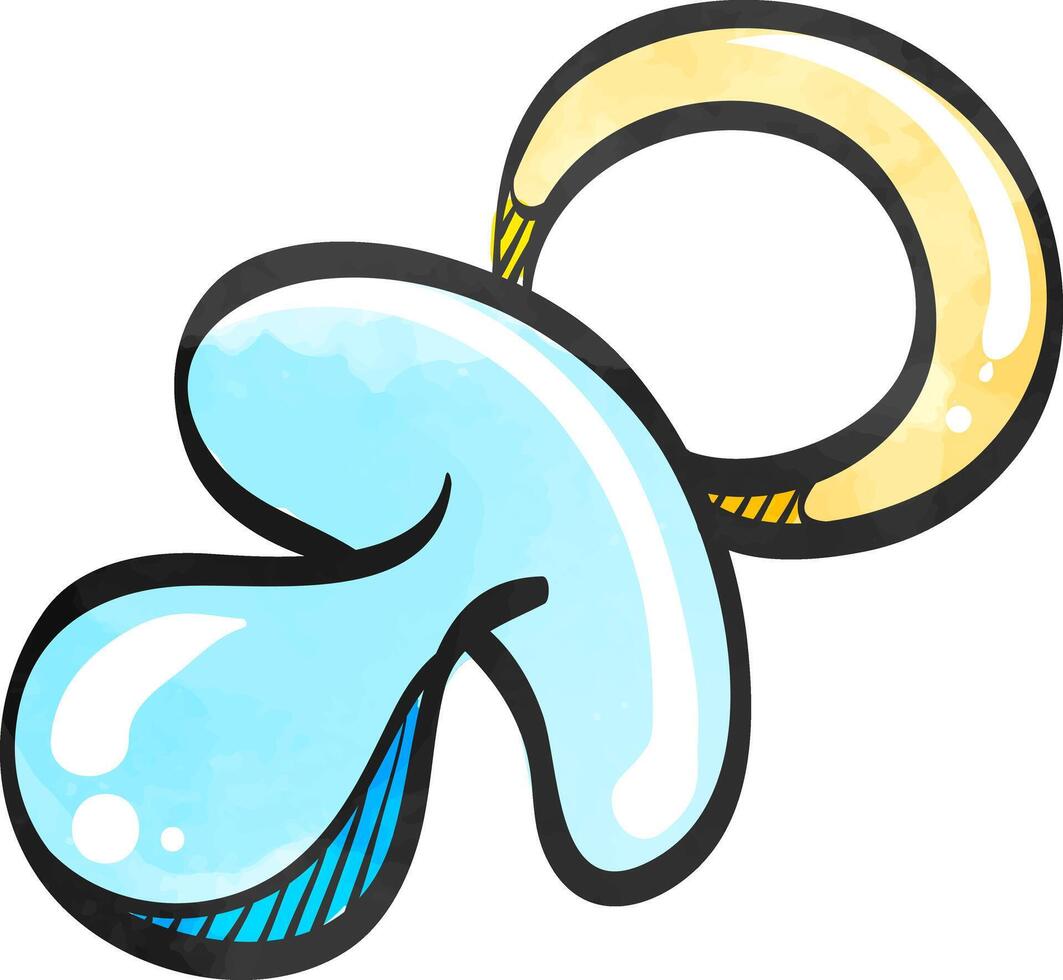 Pacifier icon in watercolor style. vector