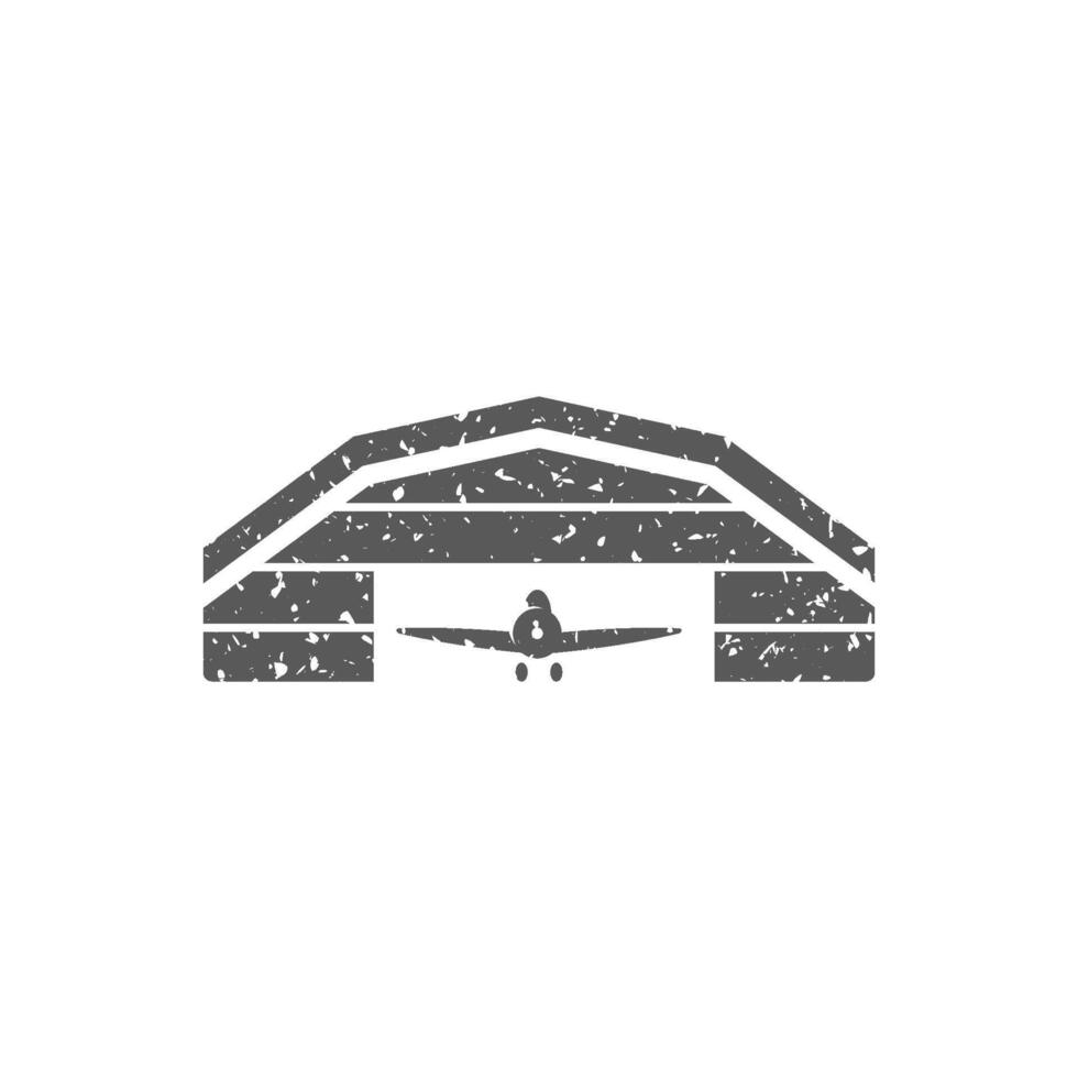 Airplane hangar icon in grunge texture vector illustration