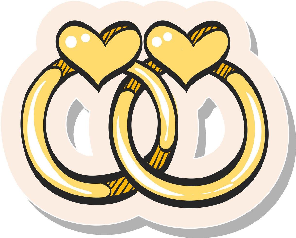Hand drawn Wedding ring icon in sticker style vector illustration