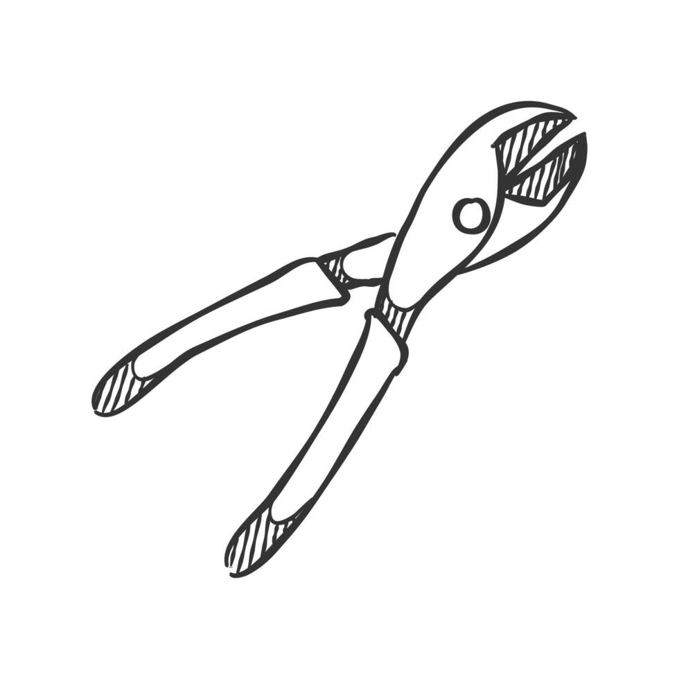Wire cutter icon in hand drawn doodle vector