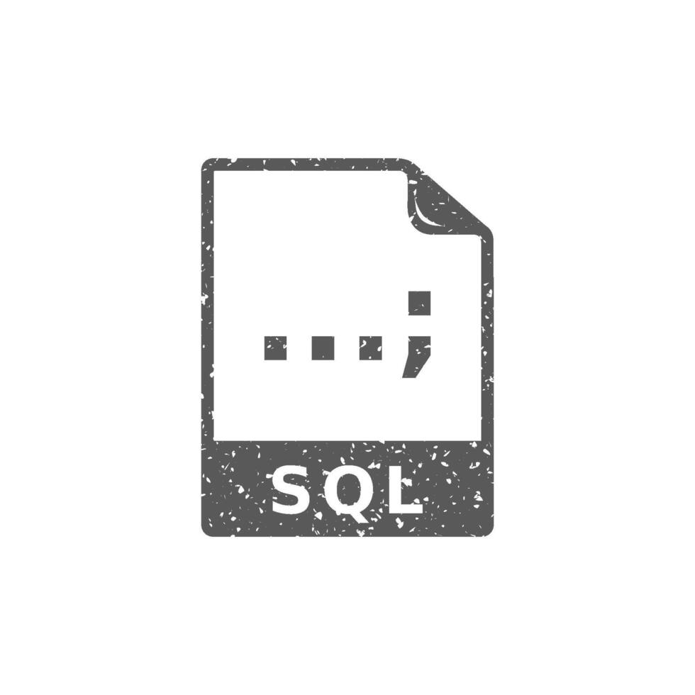 sql archivo formato icono en grunge textura vector ilustración