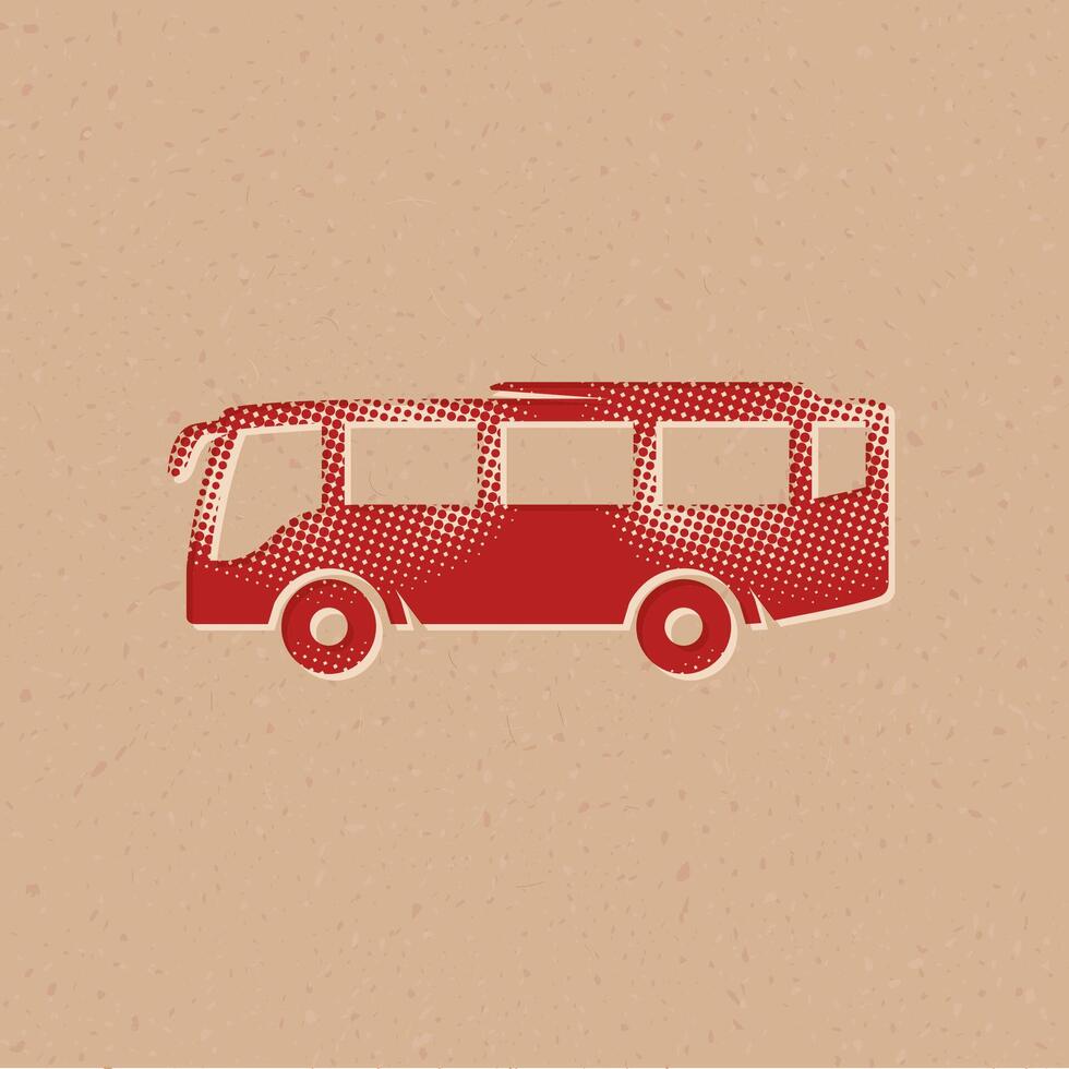 autobús trama de semitonos estilo icono con grunge antecedentes vector ilustración