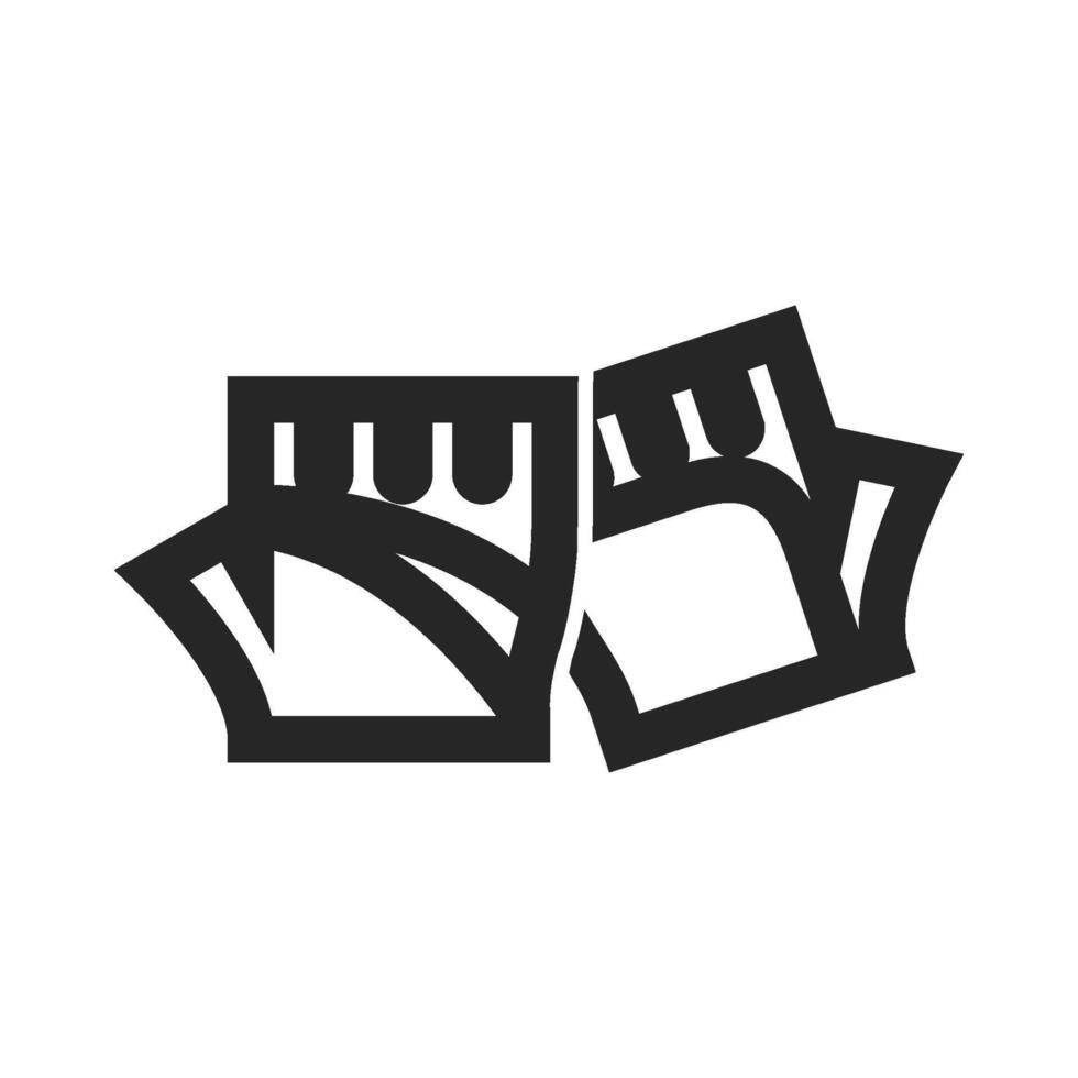 deporte guantes icono en grueso contorno estilo. negro y blanco monocromo vector ilustración.
