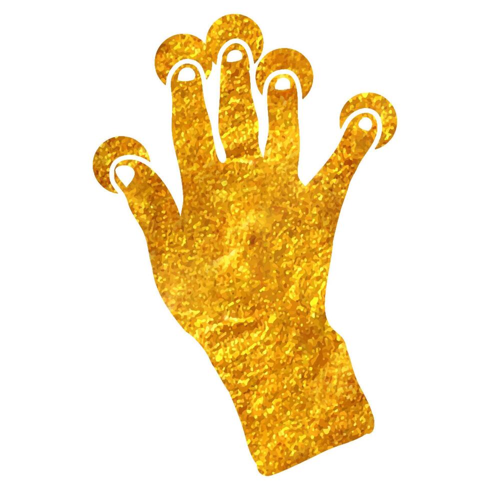 Hand drawn touchpad finger gesture icon in gold foil texture vector illustration