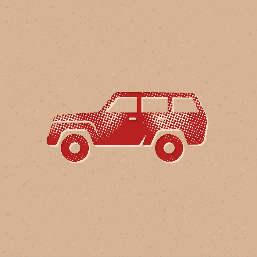 Car halftone style icon with grunge background vector illustration