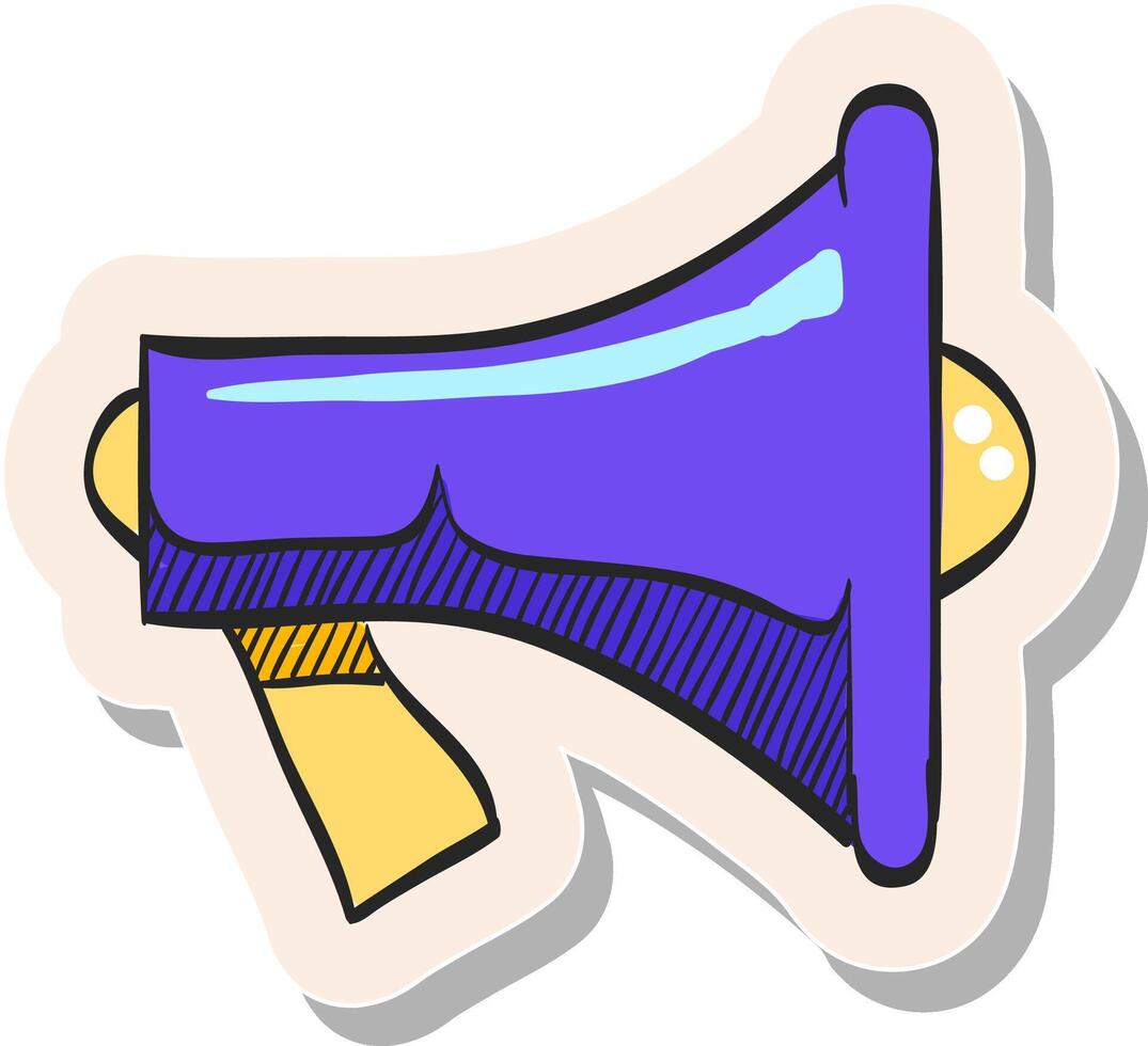 Hand drawn Megaphone icon in sticker style vector illustration