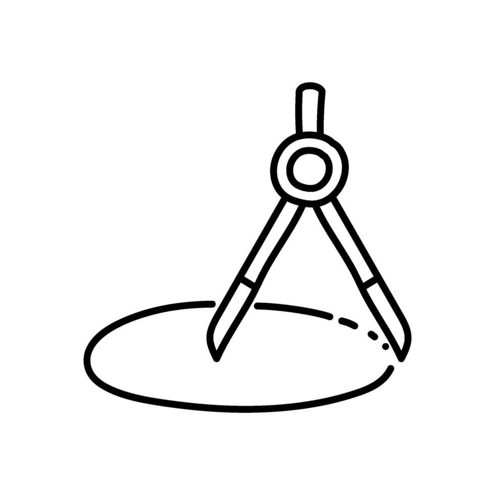Drawing compass icon. Hand drawn vector illustration. Editable line stroke.