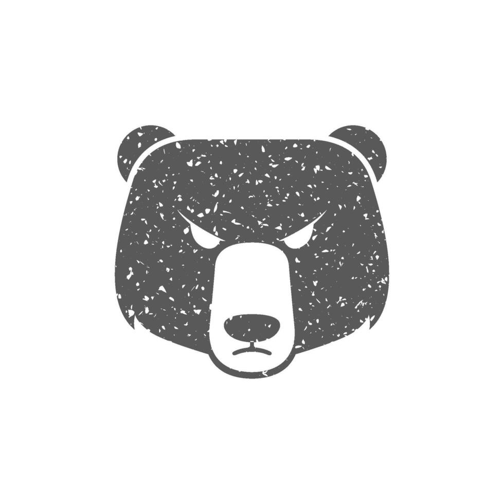 Bear icon in grunge texture vector illustration