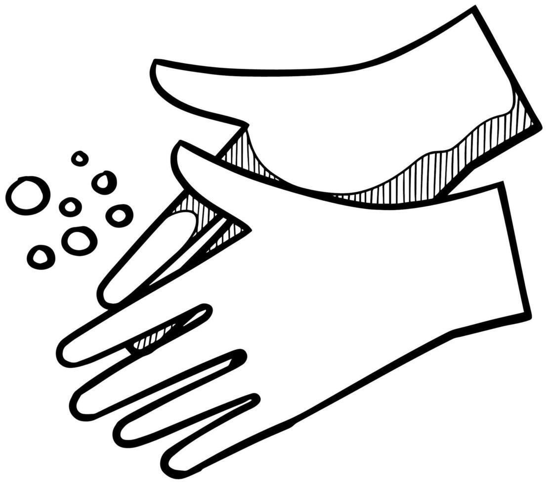 Hand washing drawing. Vector illustration.