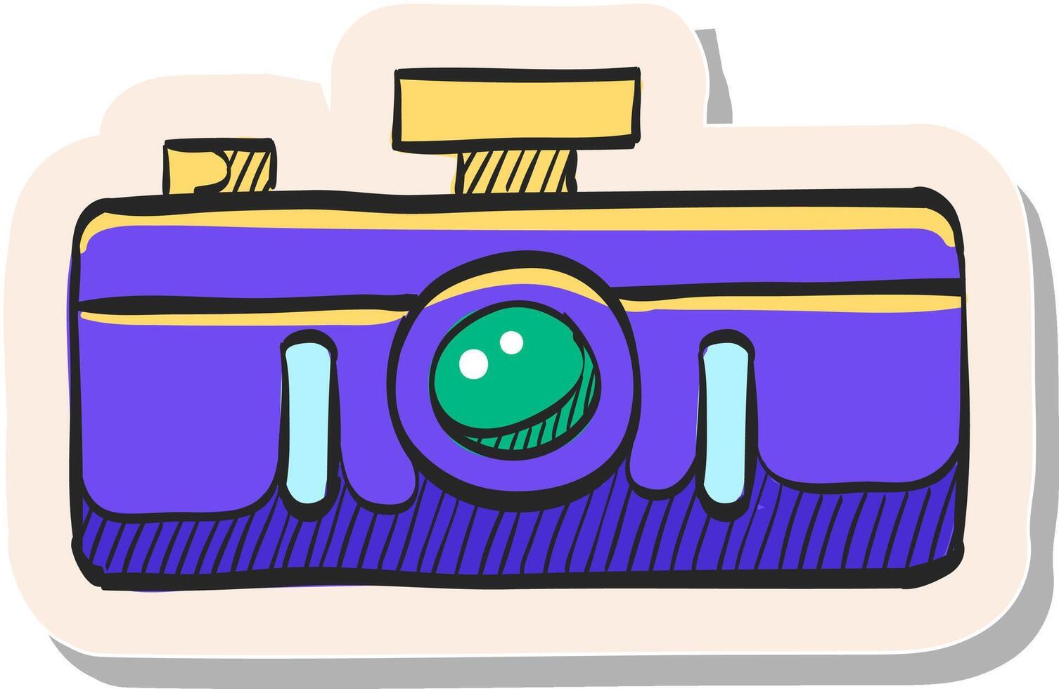 Hand drawn Panorama camera icon in sticker style vector illustration
