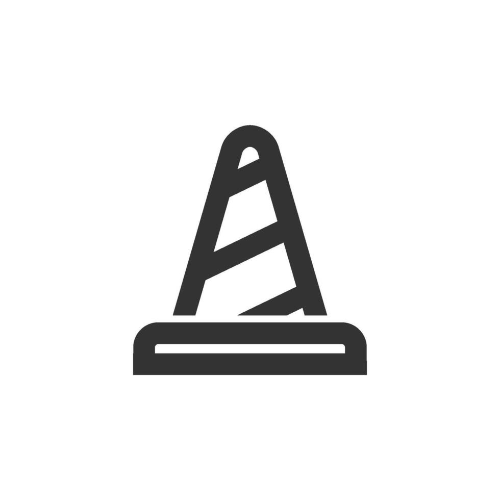 Traffic cone icon in thick outline style. Black and white monochrome vector illustration.