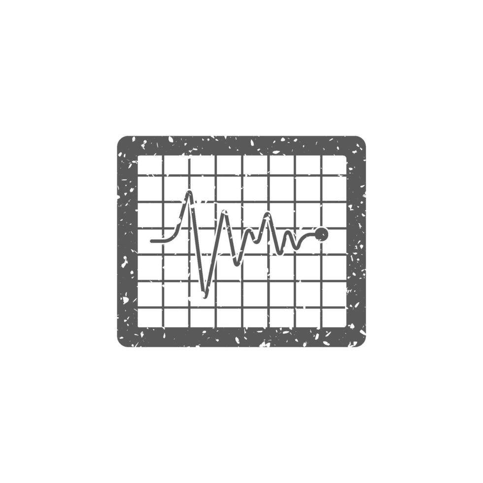 Heart rate monitor icon in grunge texture vector illustration