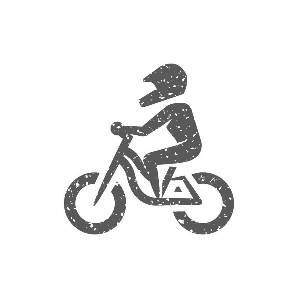 montaña motorista icono en grunge textura vector ilustración