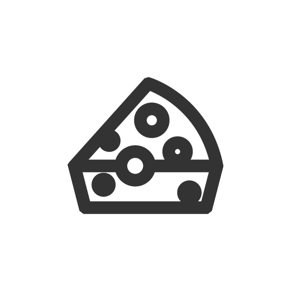 Cheese icon in thick outline style. Black and white monochrome vector illustration.