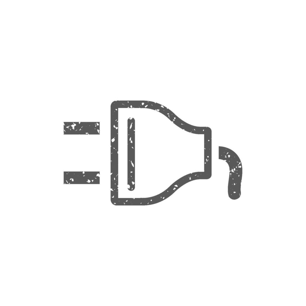 Electric plug icon in grunge texture vector illustration