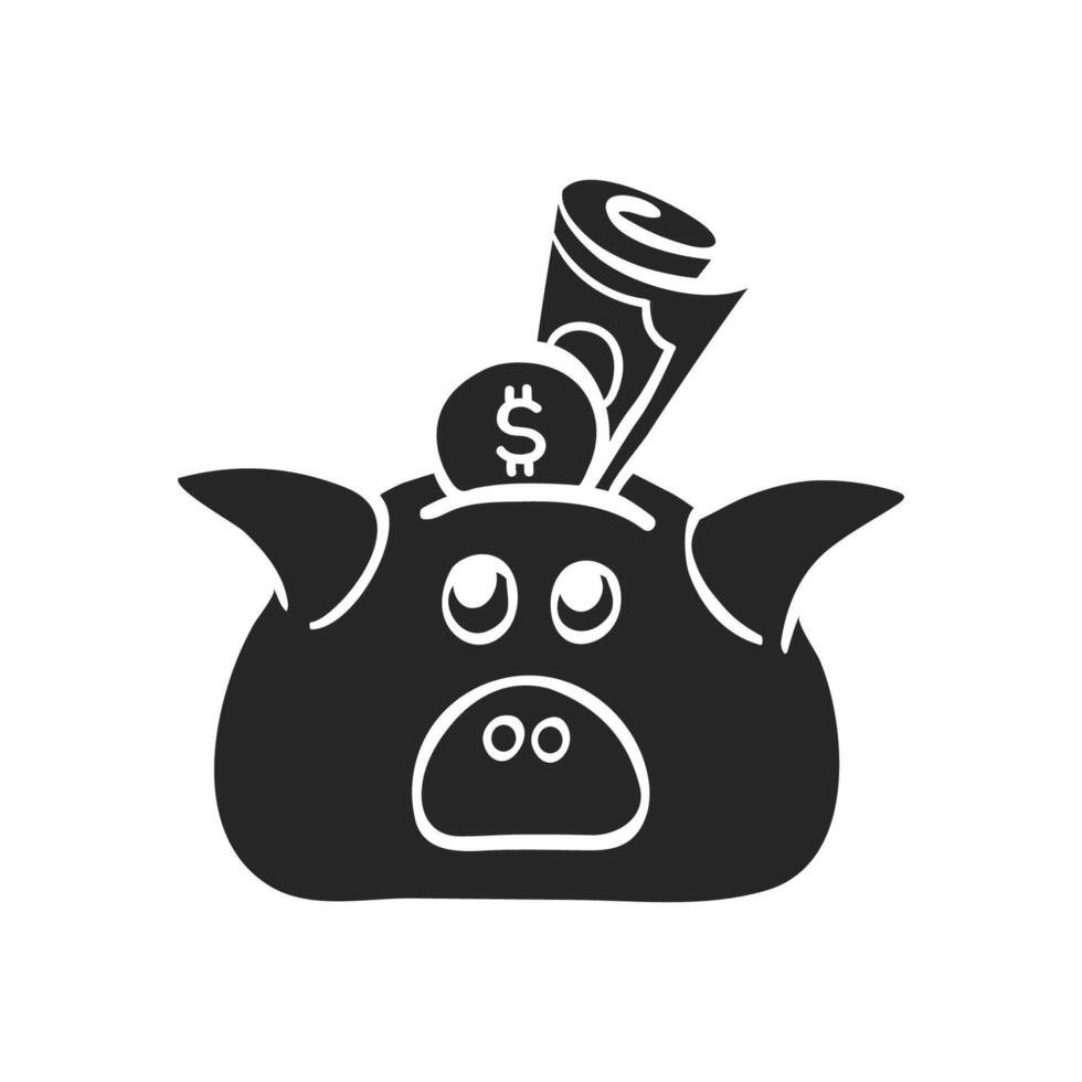 Hand drawn Coin piggy bank vector illustration