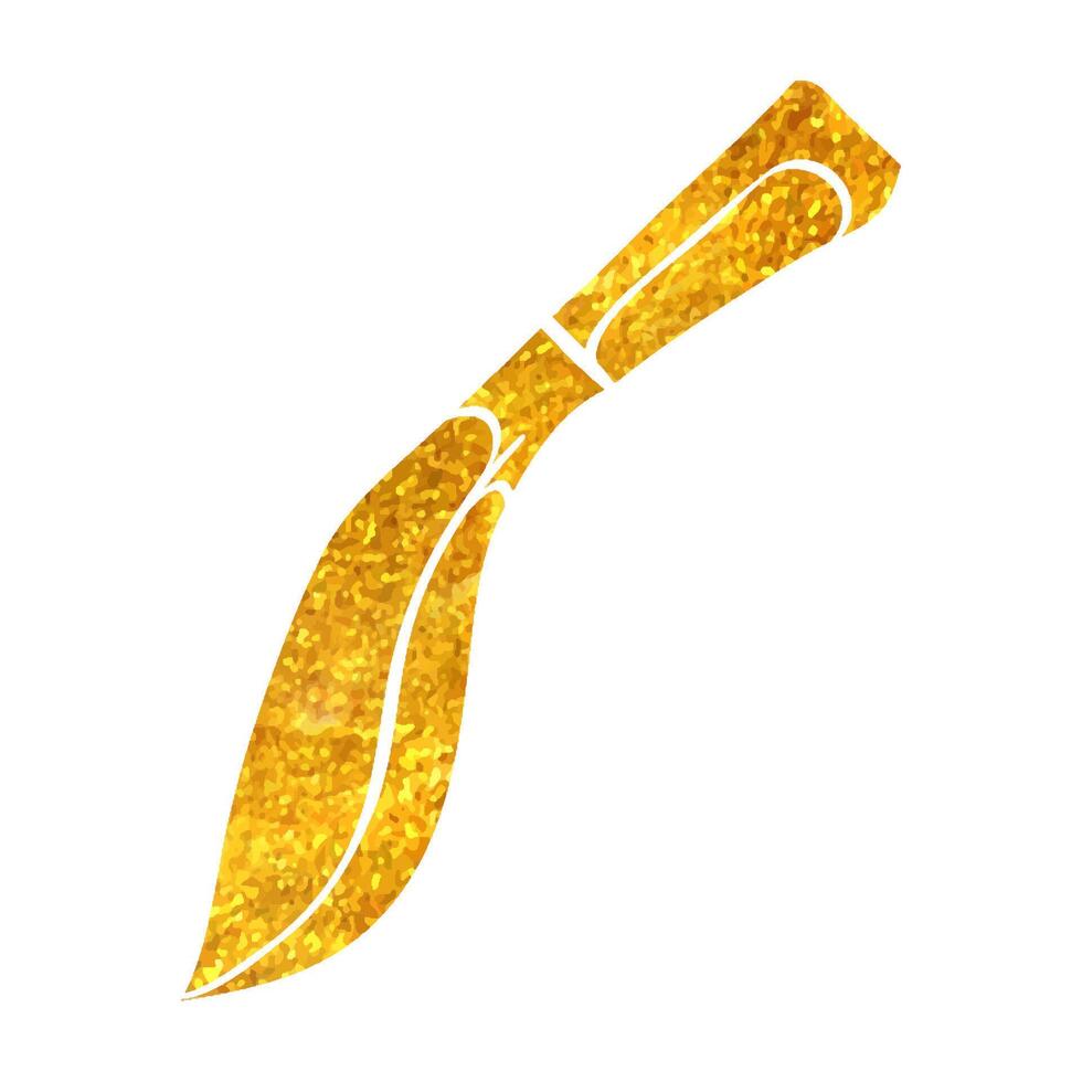 mano dibujado cuchillo icono en oro frustrar textura vector ilustración