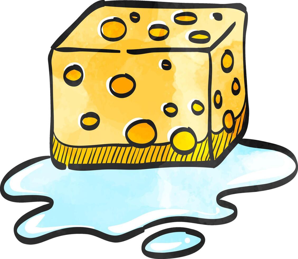 Sponge cleaning icon in watercolor style. vector