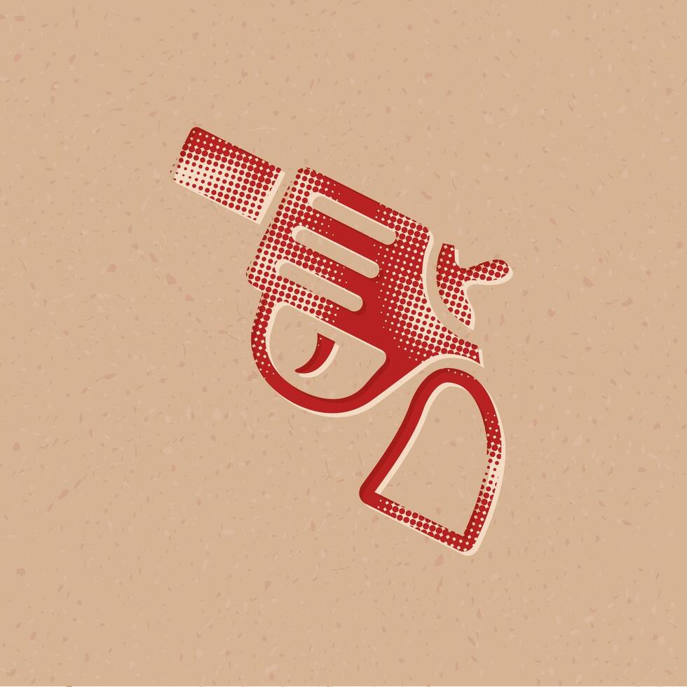 revólver pistola trama de semitonos estilo icono con grunge antecedentes vector ilustración