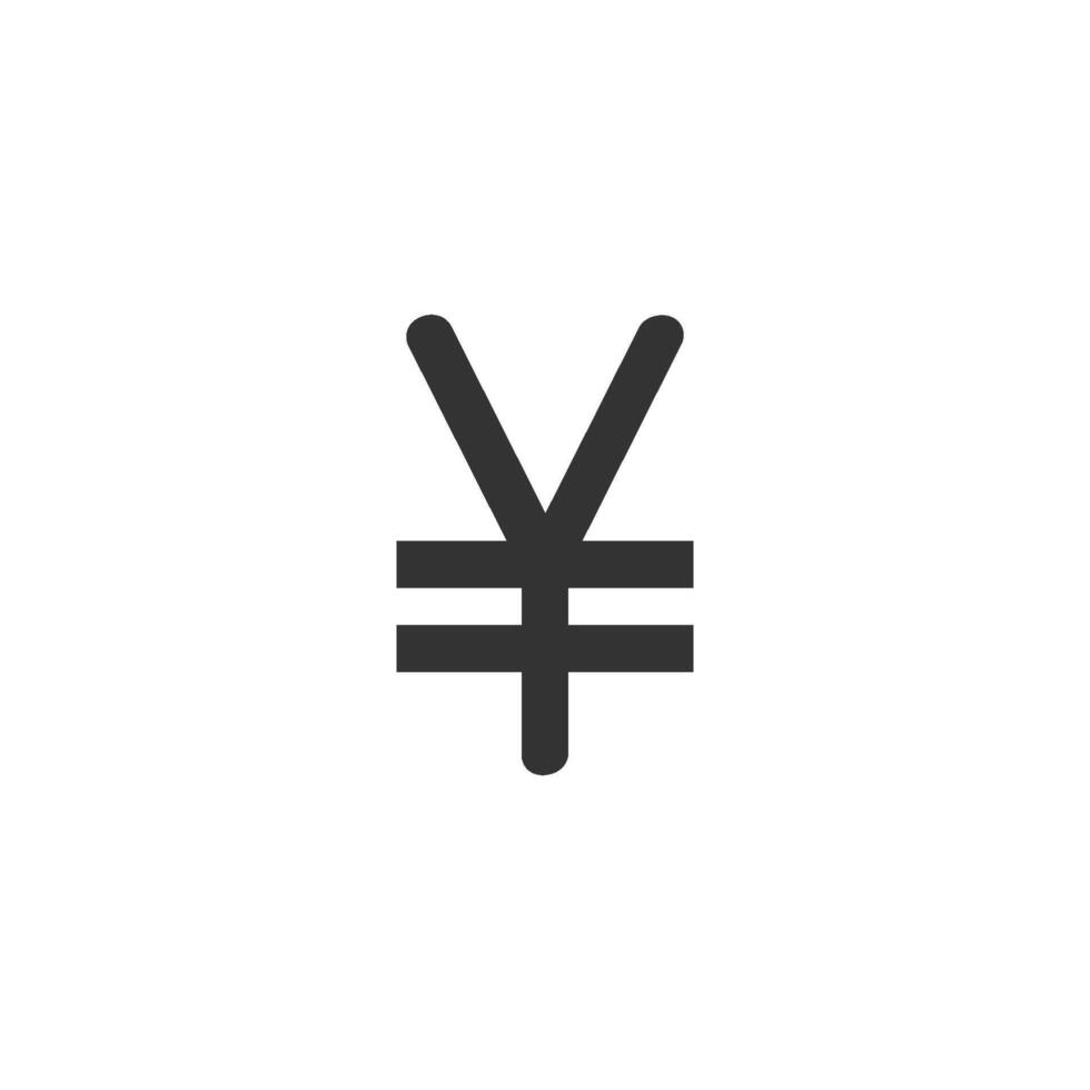 Japón yen símbolo icono en grueso contorno estilo. negro y blanco monocromo vector ilustración.