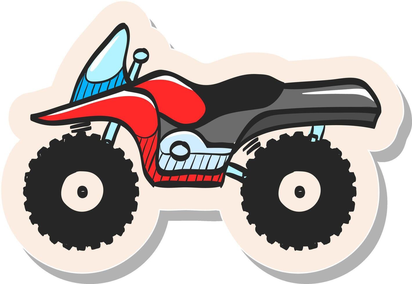 Hand drawn All terrain vehicle icon in sticker style vector illustration