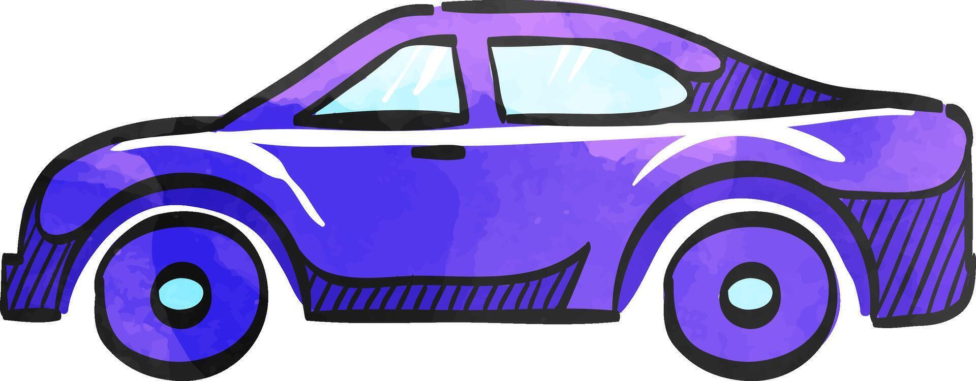 Car icon in watercolor style. vector