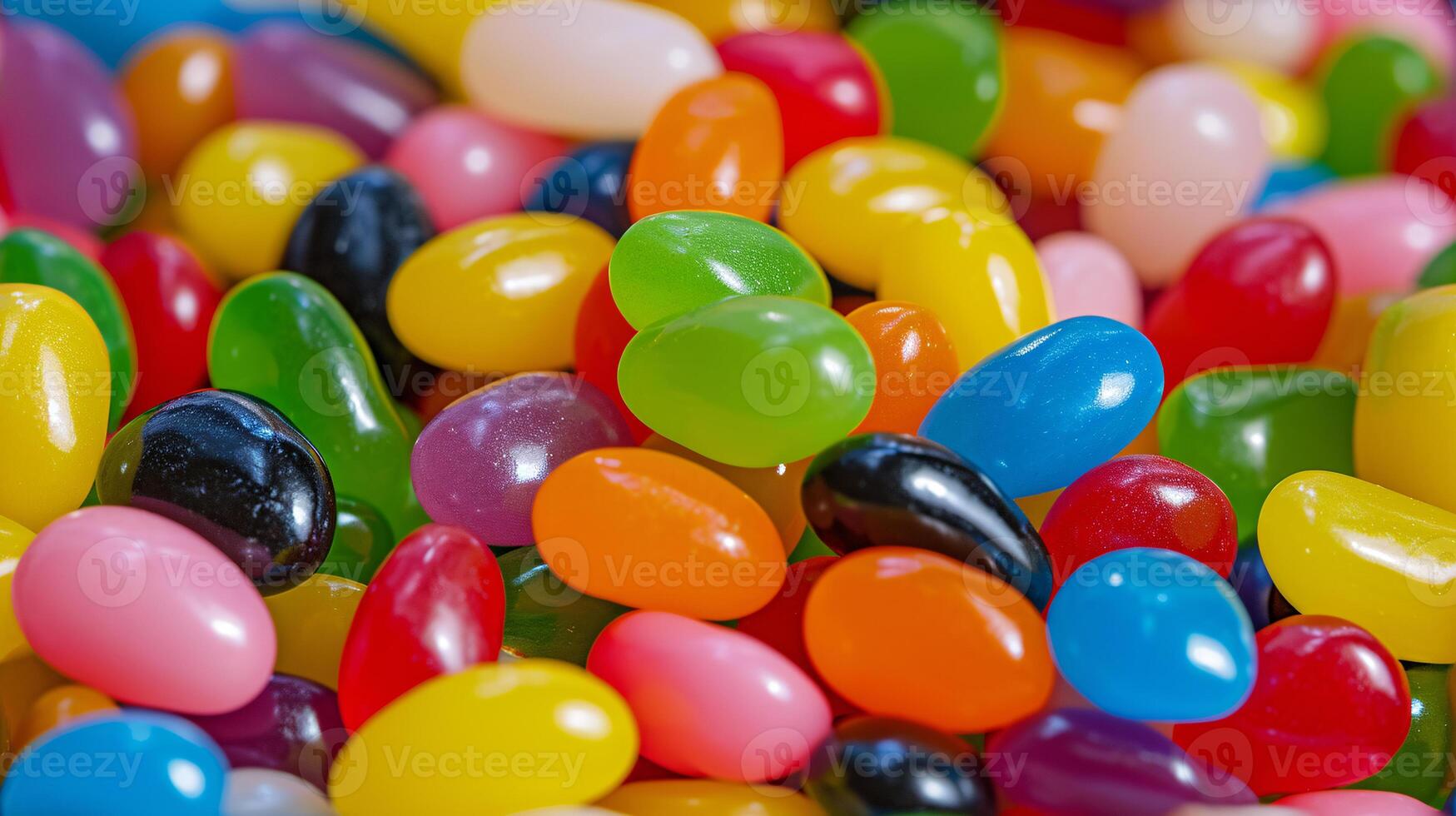 AI generated Close up of Cinema colorful assorted jelly beans in a full screen tile image that can be repeated infinitely photo