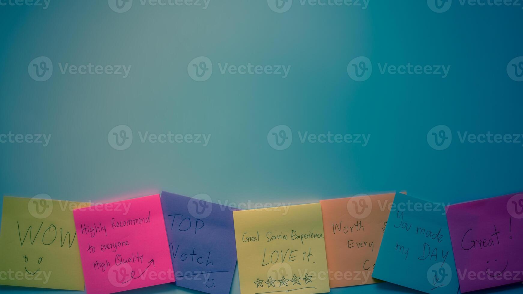 Customer feedback experience concept sticky papers with reviews photo