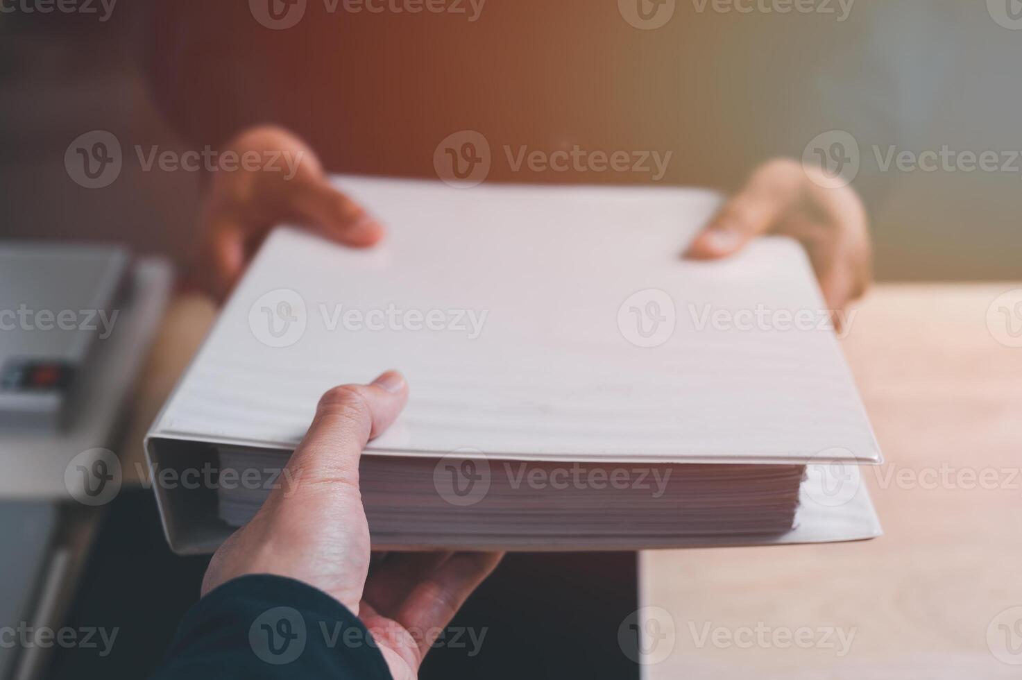 businessmen hand holding or handing over document, documentation, document data management system, Document data system Report HR technology Concept photo