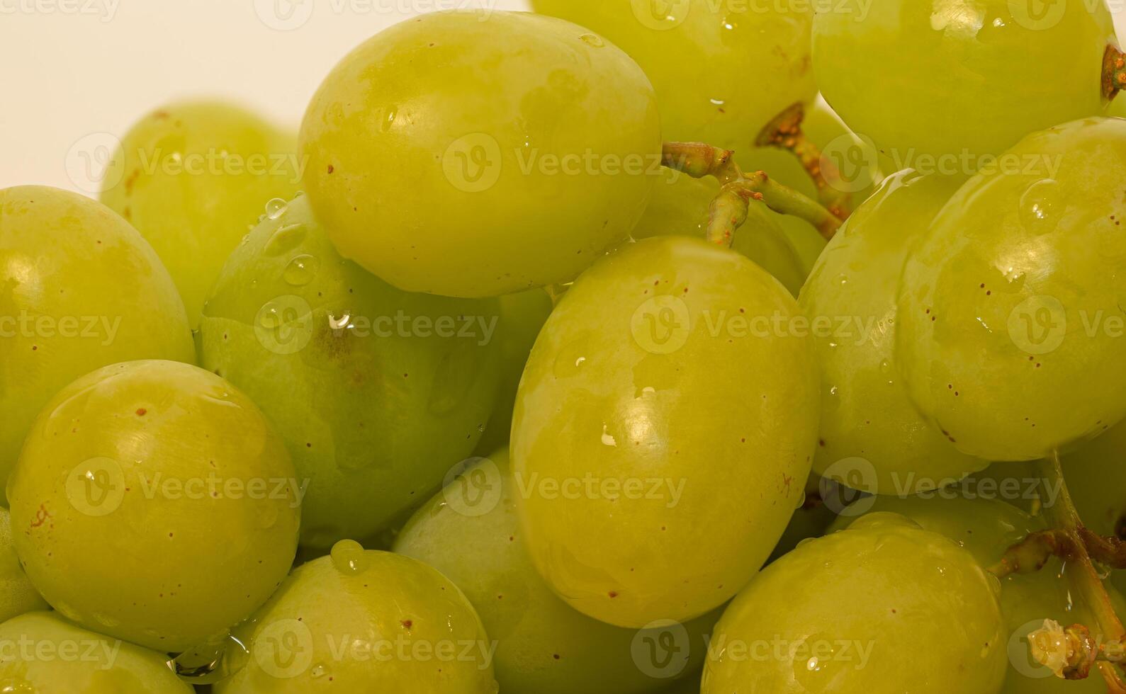 close up white grape or Green grape bunch  on white background photo